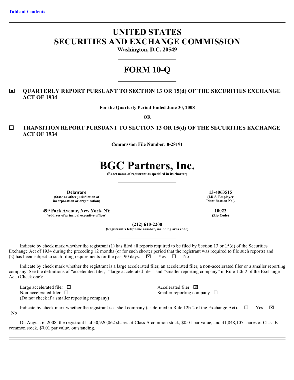 BGC Partners, Inc. (Exact Name of Registrant As Specified in Its Charter)
