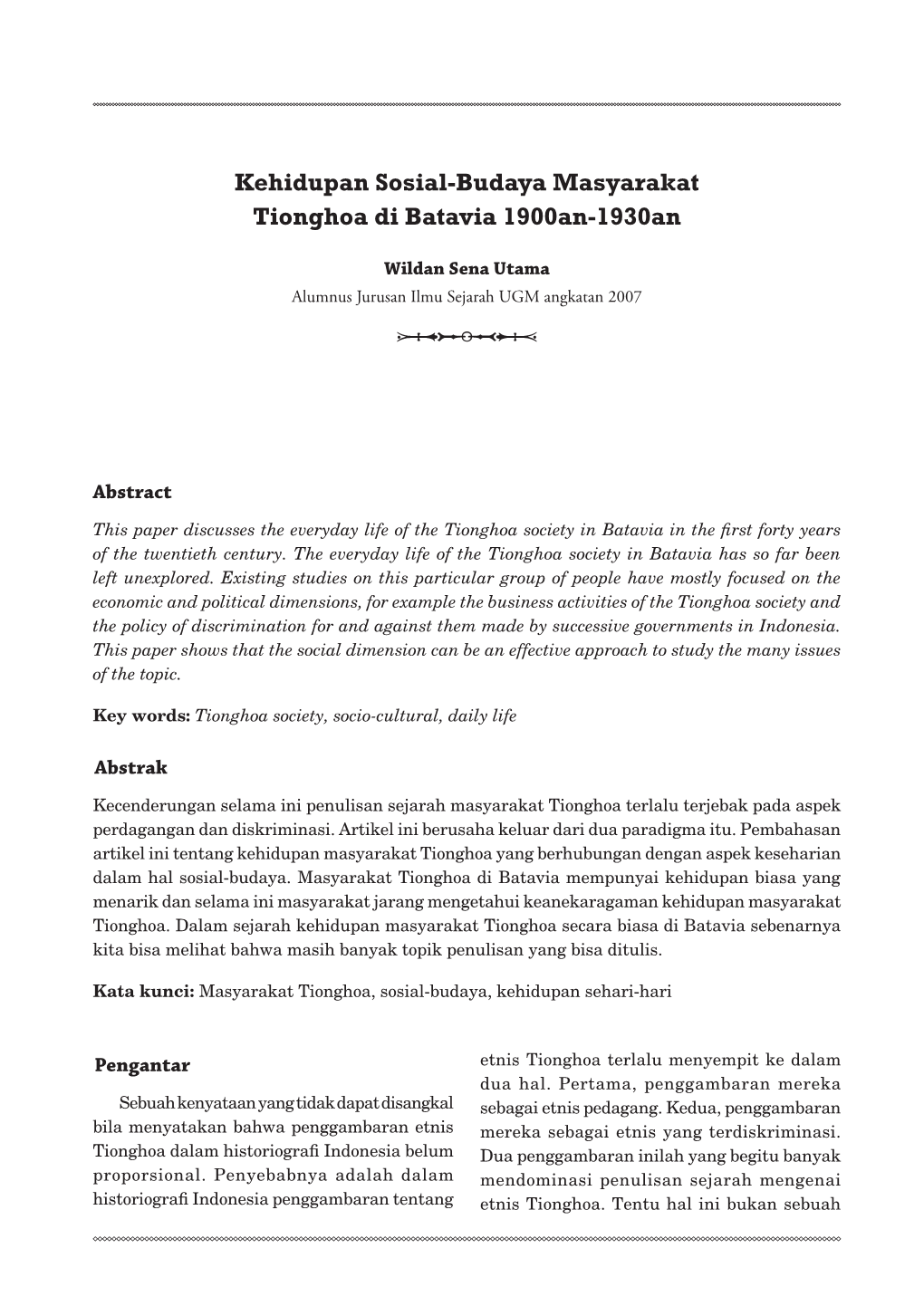 Kehidupan Sosial-Budaya Masyarakat Tionghoa Di Batavia 1900An-1930An