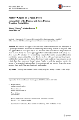 Markov Chains on Graded Posets Compatibility of Up-Directed and Down-Directed Transition Probabilities