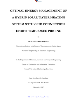 Optimal Energy Management of a Hybrid Solar Water Heating System with Grid Connection Under Time-Based Pricing”