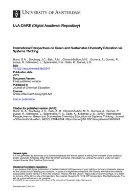 International Perspectives on Green and Sustainable Chemistry Education Via Systems Thinking