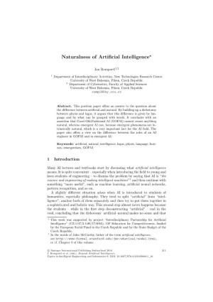 Naturalness of Artificial Intelligence⋆