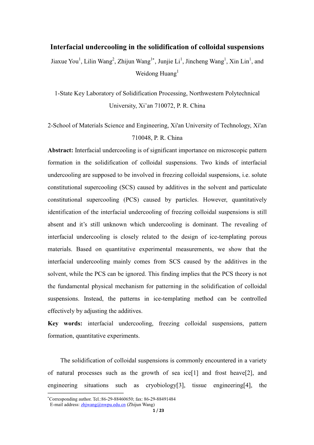 Interfacial Undercooling in the Solidification of Colloidal Suspensions