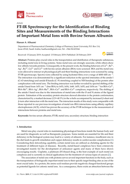 FT-IR Spectroscopy for the Identification of Binding Sites And