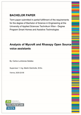 BACHELOR PAPER Analysis of Mycroft and Rhasspy Open Source