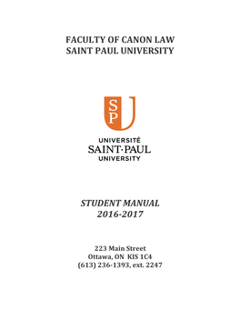 Faculty of Canon Law Saint Paul University Student