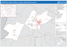 Health Facilities in Quetta- Balochistan Province
