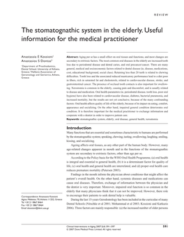 The Stomatognathic System in the Elderly. Useful Information for the Medical Practitioner