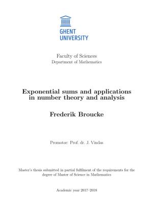 Exponential Sums and Applications in Number Theory and Analysis