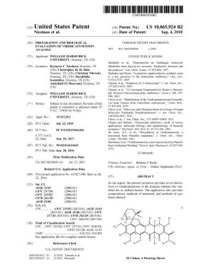 C12) United States Patent (IO) Patent No.: US 10,065,924 B2 Nicolaou Et Al