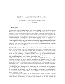 Epistemic Logic and Information Update