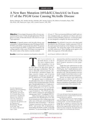 In Exon 17 of the PYGM Gene Causing Mcardle Disease