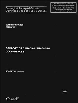 Geology of Canadian Tungsten Occurrences