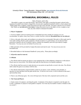 Intramural Broomball Rules