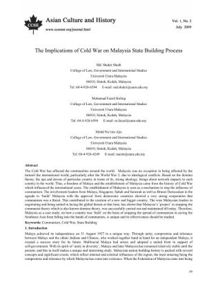 The Implications of Cold War on Malaysia State Building Process