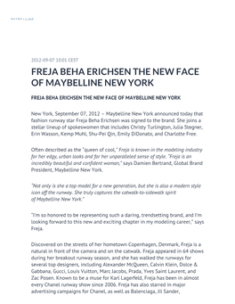 Freja Beha Erichsen the New Face of Maybelline New York