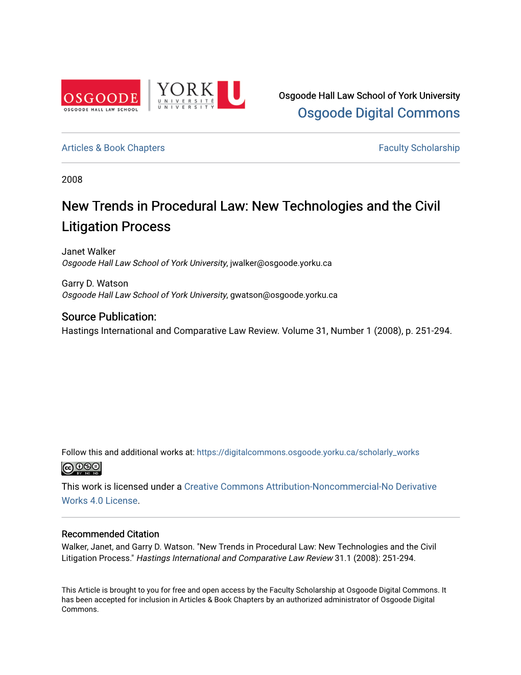 New Technologies and the Civil Litigation Process