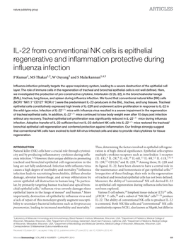 IL-22 from Conventional NK Cells Is Epithelial Regenerative and Inflammation Protective During Influenza Infection