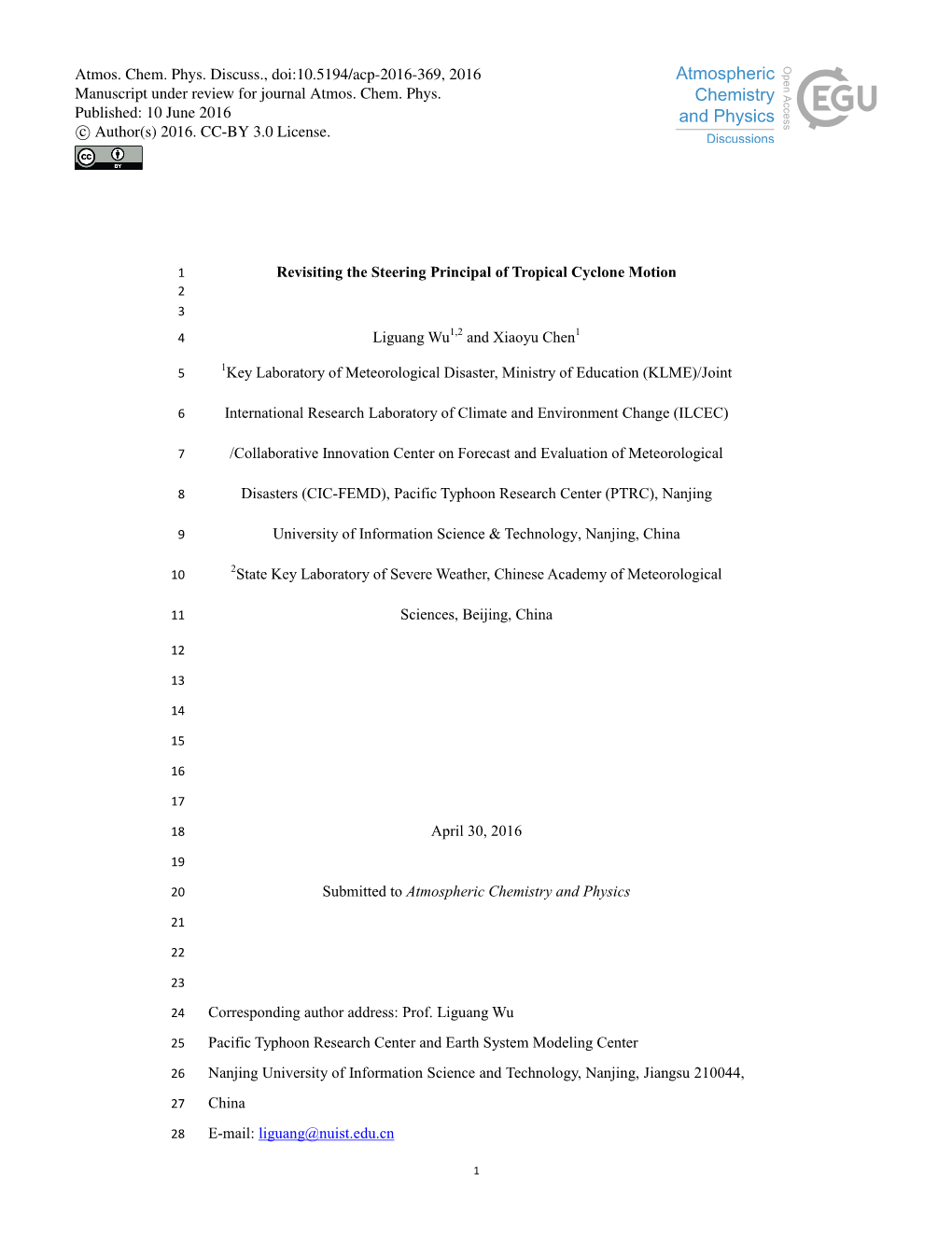 Revisiting the Steering Principal of Tropical Cyclone Motion Liguang