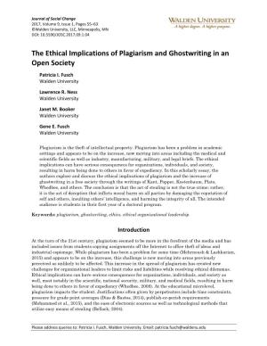 The Ethical Implications of Plagiarism and Ghostwriting in an Open Society