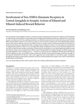 Involvement of Non-NMDA Glutamate Receptors in Central Amygdala in Synaptic Actions of Ethanol and Ethanol-Induced Reward Behavior