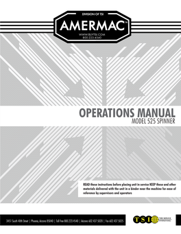 Operations Manual Model 525 Spinner