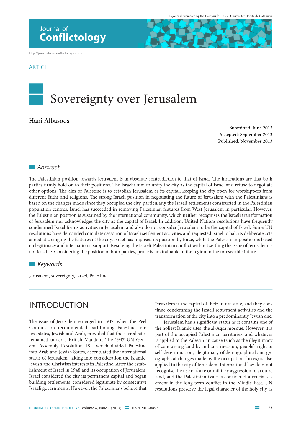 Sovereignty Over Jerusalem