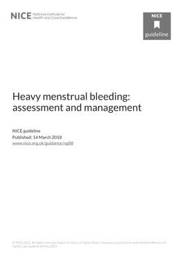Heavy Menstrual Bleeding: Assessment and Management