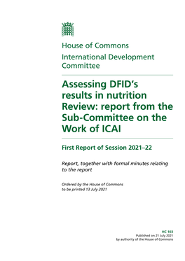 Assessing DFID's Results in Nutrition Review