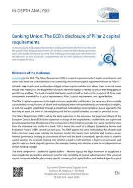 Banking Union:The ECB's Disclosure of Pillar 2 Capital Requirements