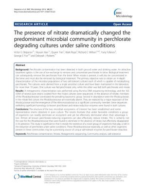 The Presence of Nitrate Dramatically Changed the Predominant Microbial