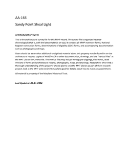 AA-166 Sandy Point Shoal Light
