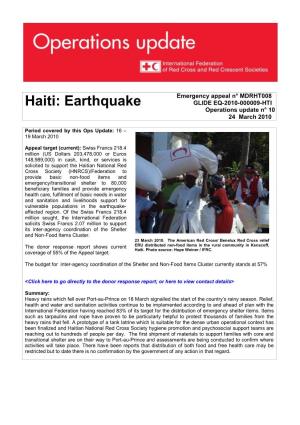 Haiti: Earthquake GLIDE EQ-2010-000009-HTI Operations Update N° 10 24 March 2010