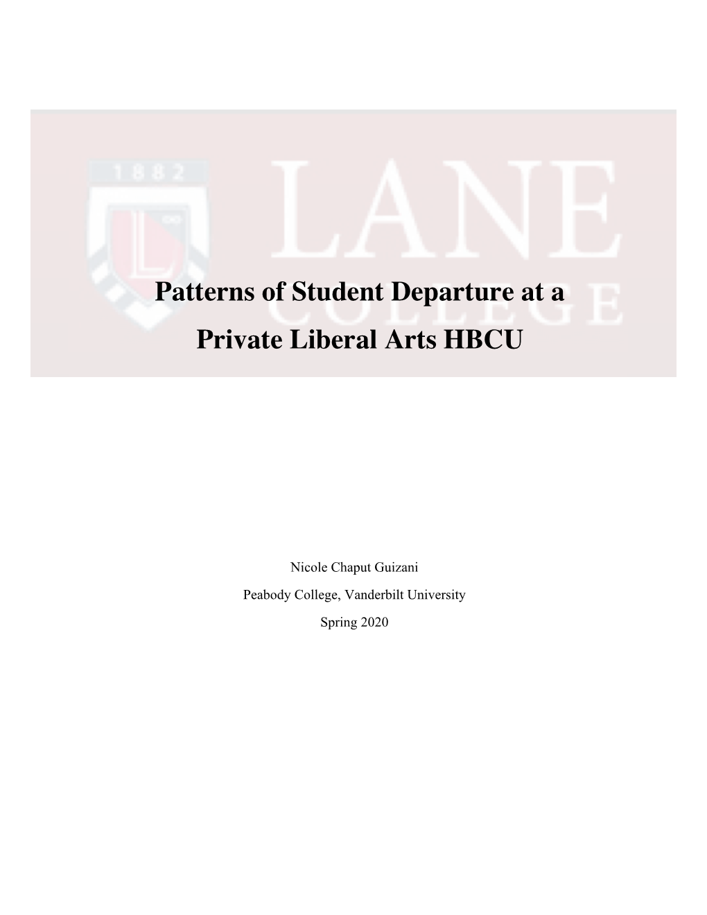 Patterns of Student Departure at a Private Liberal Arts HBCU