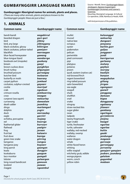 Gumbaynggirr Language Database