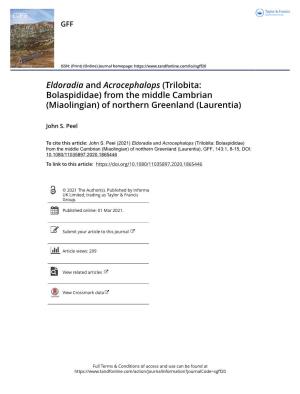 Eldoradia and Acrocephalops (Trilobita: Bolaspididae) from the Middle Cambrian (Miaolingian) of Northern Greenland (Laurentia)