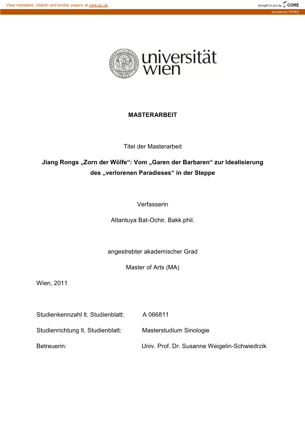 „Zorn Der Wölfe“: Vom „Garen Der Barbaren“ Zur Idealisierung Des „Verlorenen Paradieses“ in Der Steppe