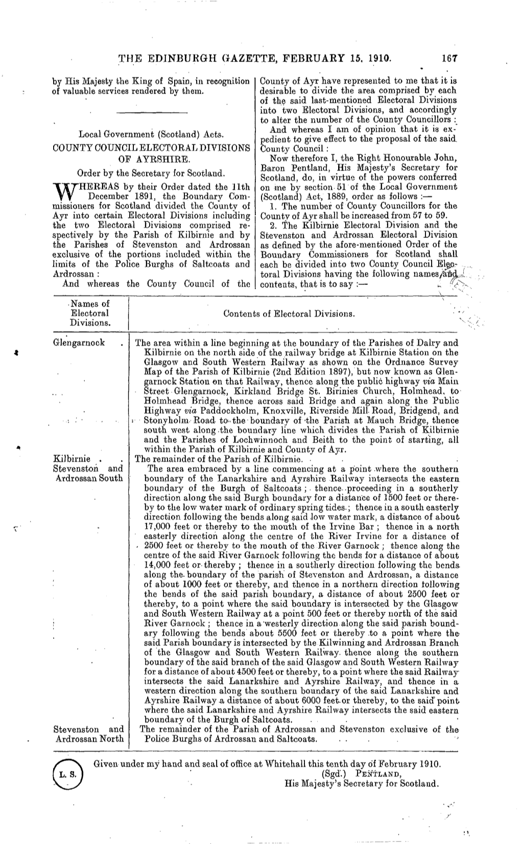 The Edinburgh Gazette, February 15, 1910