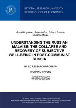 The Collapse and Recovery of Subjective Well-Being in Post-Communist Russia