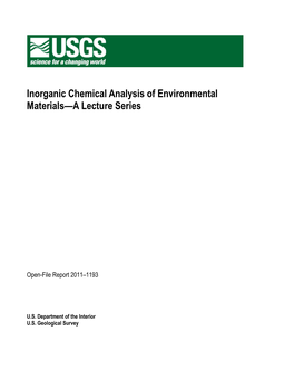 Inorganic Chemical Analysis of Environmental Materials—A Lecture Series