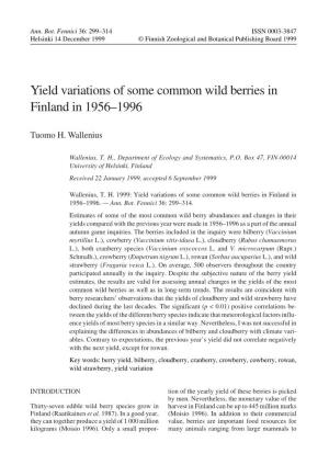 Yield Variations of Some Common Wild Berries in Finland in 1956–1996