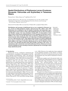 Spatial Distributions of Phyllosoma Larvae (Crustacea: Decapoda: Palinuridae and Scyllaridae) in Taiwanese Waters