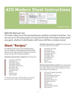 D20 Modern Sheet Instructions