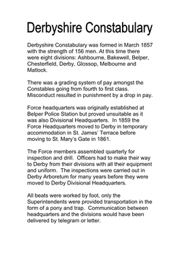 History of Derbyshire Constabulary