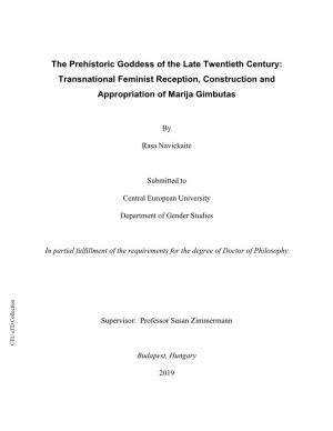 The Prehistoric Goddess of the Late Twentieth Century: Transnational Feminist Reception, Construction and Appropriation of Marija Gimbutas