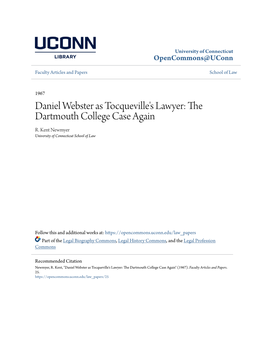 Daniel Webster As Tocqueville's Lawyer: the Dartmouth College Case Again R