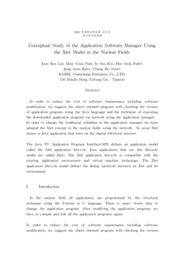 Conceptual Study of the Application Software Manager Using the Xlet Model in the Nuclear Fields