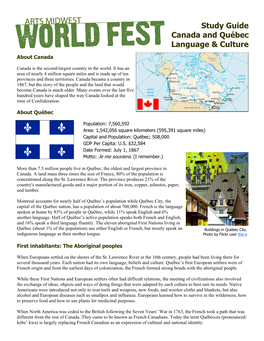 Study Guide Canada and Québec Language & Culture