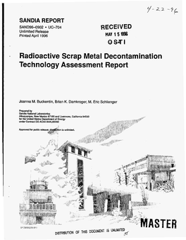 Radioactive Scrap Metal Decontamination Technology Assessment Report
