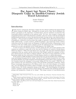 Far Apart but Never Closer: Diasporic Unity in Twelfth-Century Jewish Travel Literature